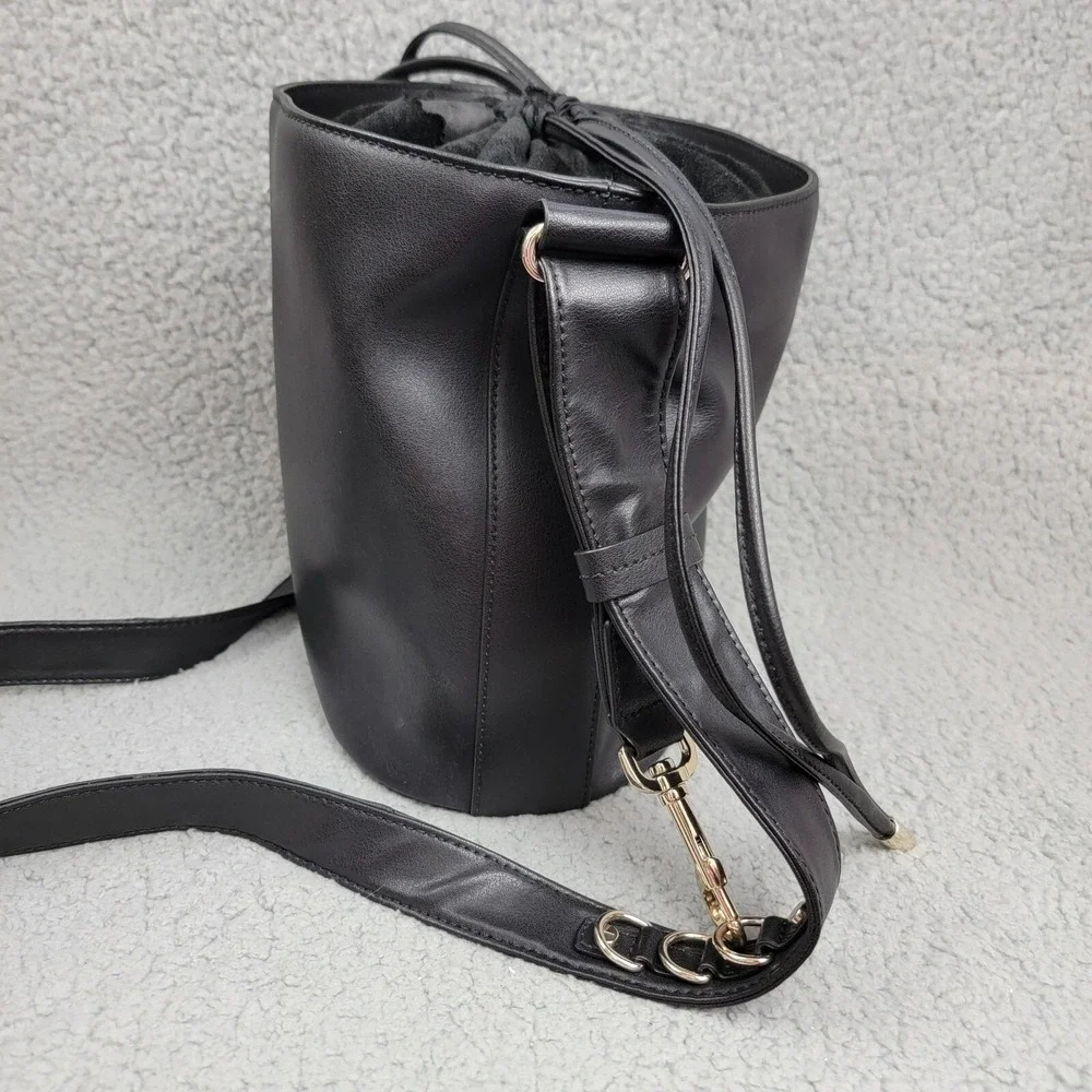 Ted‎ Baker Equesti Equestrian Hobo Bucket Bag Womens Black Leather FLAWS!